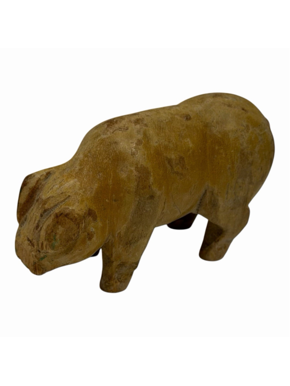 VTG Hand Carved Wooden Pig Wild Boar Primitive Folk Art Animal Figurine